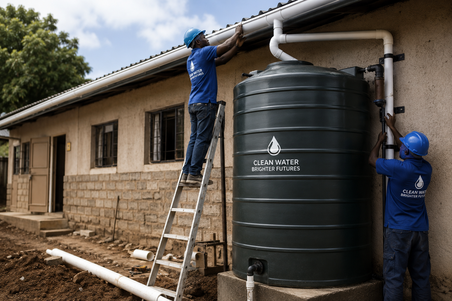 The Save the Rain team on site during an installation